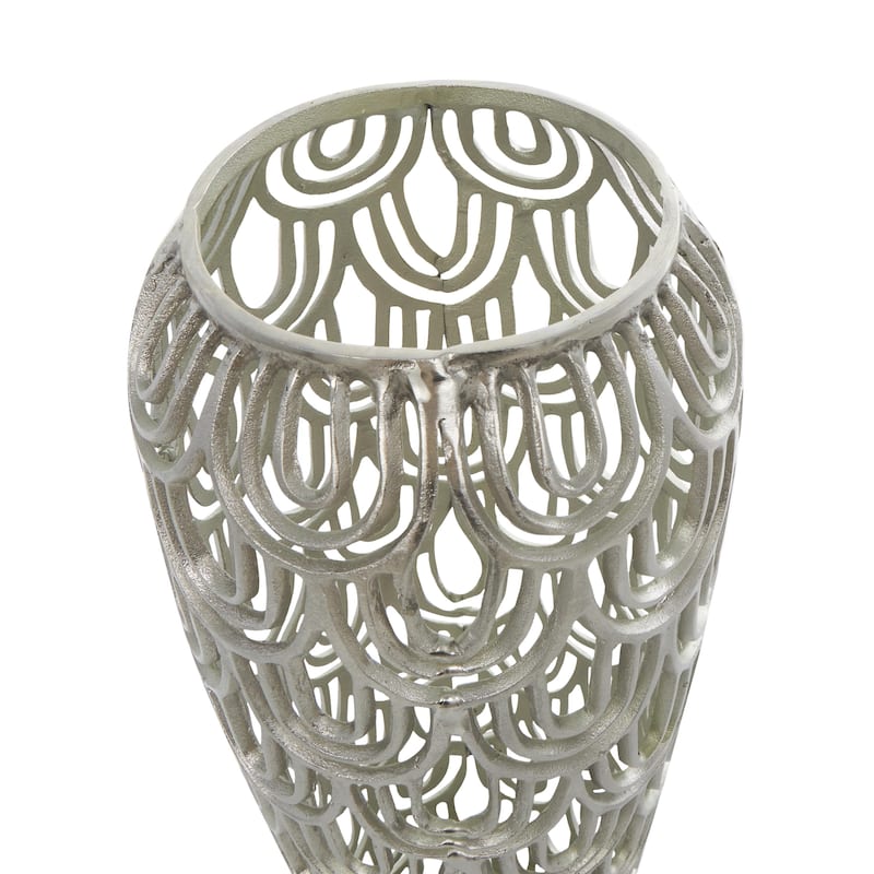 Aluminum Metal Geometric Tall Art Deco Inspired Arched Decorative Vase - Gold or Silver - Roche River Decor