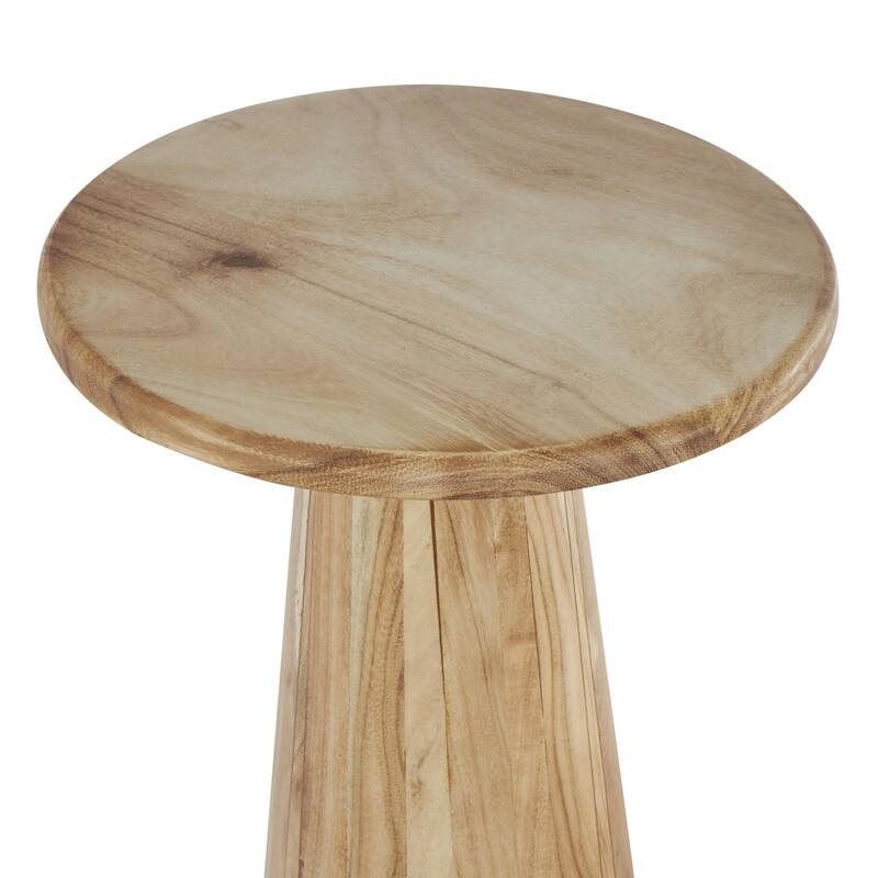 Brown or Light Brown Wood Side End Accent Table with Natural Wood Grains and Cone Shaped Bases (Set of 3)