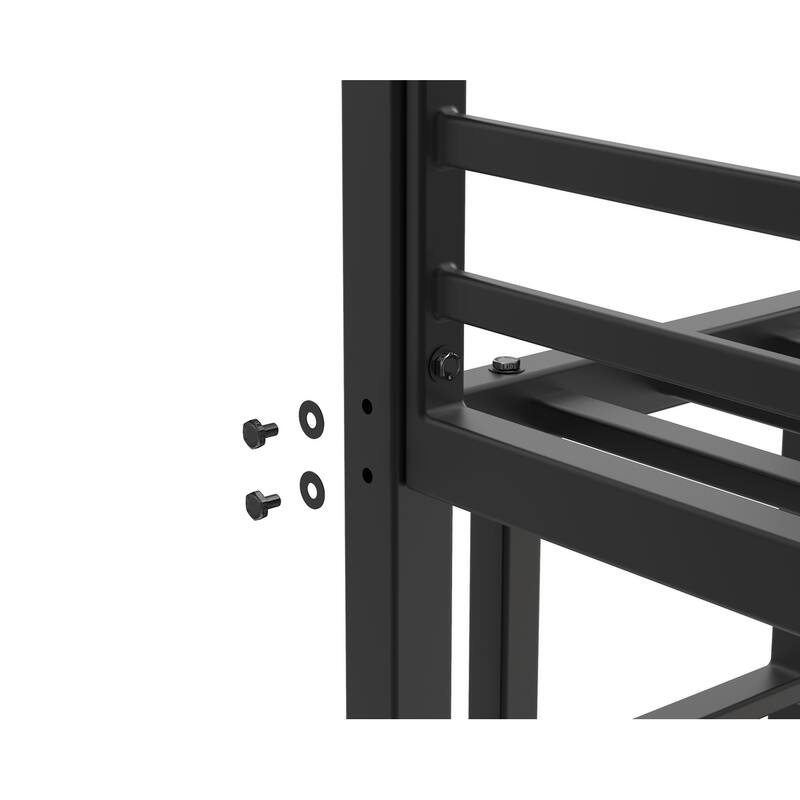 Twin Over Twin Metal Bunk Bed, Low Bunk Bed with Ladder, Black, Sturdy Steel Construction, Safe Design, Easy Assembly