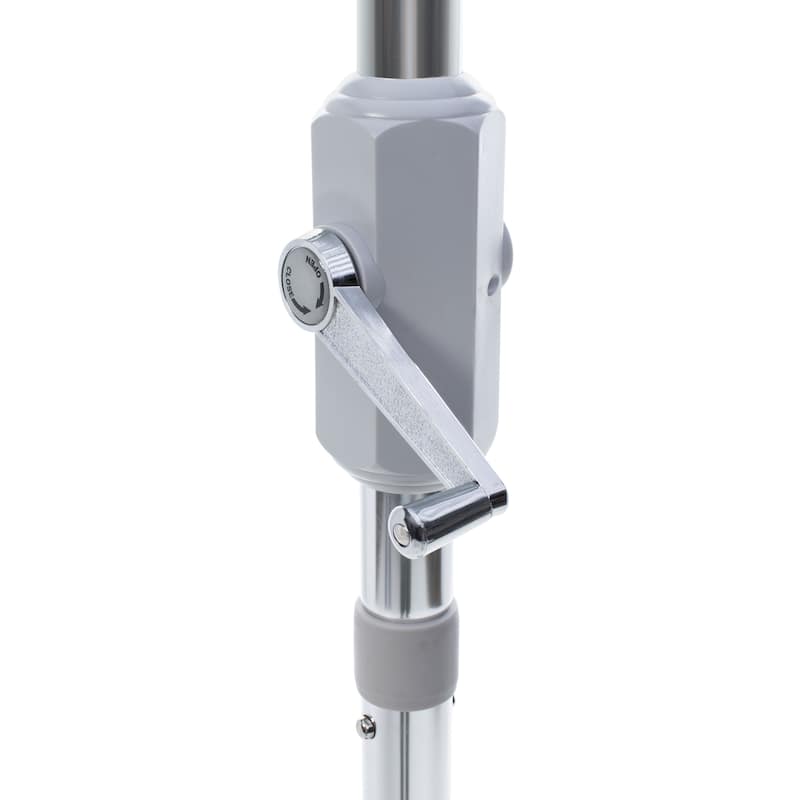 SAFAVIEH Sinica Aluminum Tilt And Crank 9-Foot Crank Market Patio Umbrella with Flap
