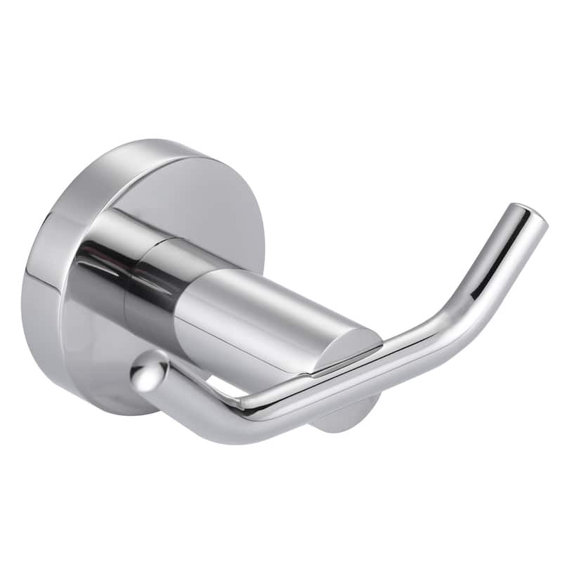 Knob-Hook Double Robe/Towel Hook in Brushed Nickel - Polished Chrome