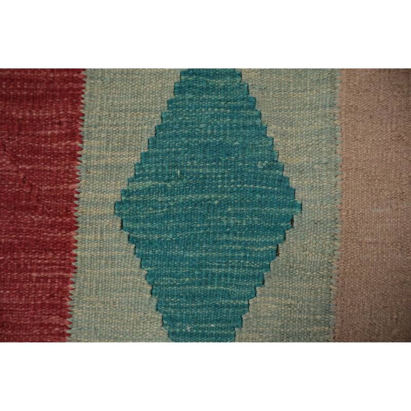 Hand Woven Oriental 100% Wool Carpet Southwestern Modern Multi-Colored Kilim Area Rug - 9' 11'' X 8' 8''