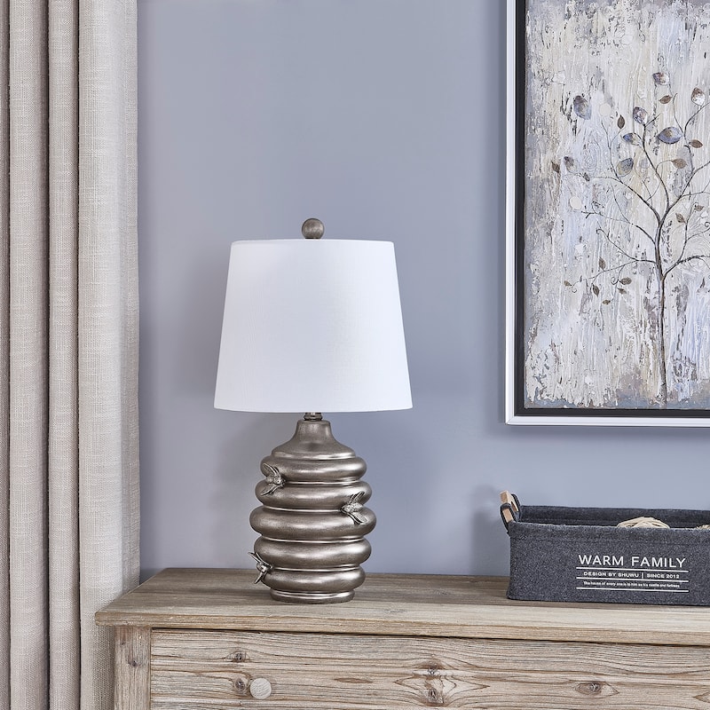 20"H Bronze Resin Honeycomb Table Lamp With Shade - 11" x 11" x 20"