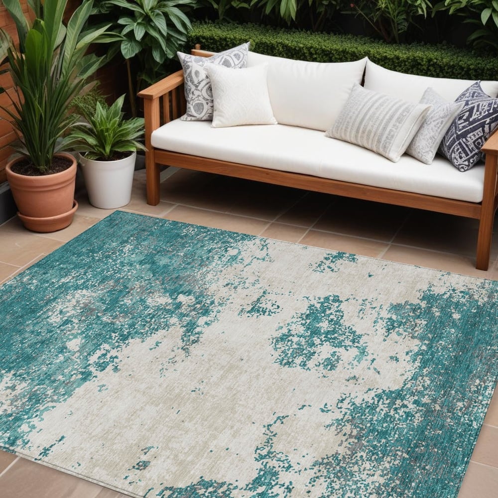 HomeRoots Abstract Transitional Rectangle Outdoor Rug