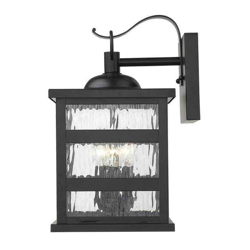 Modern Outdoor 3-Light Flush Mount Wall Lantern with Black Metal and Clear Glass Damp Rated - 16.25”H x 9”W x 10.75”D
