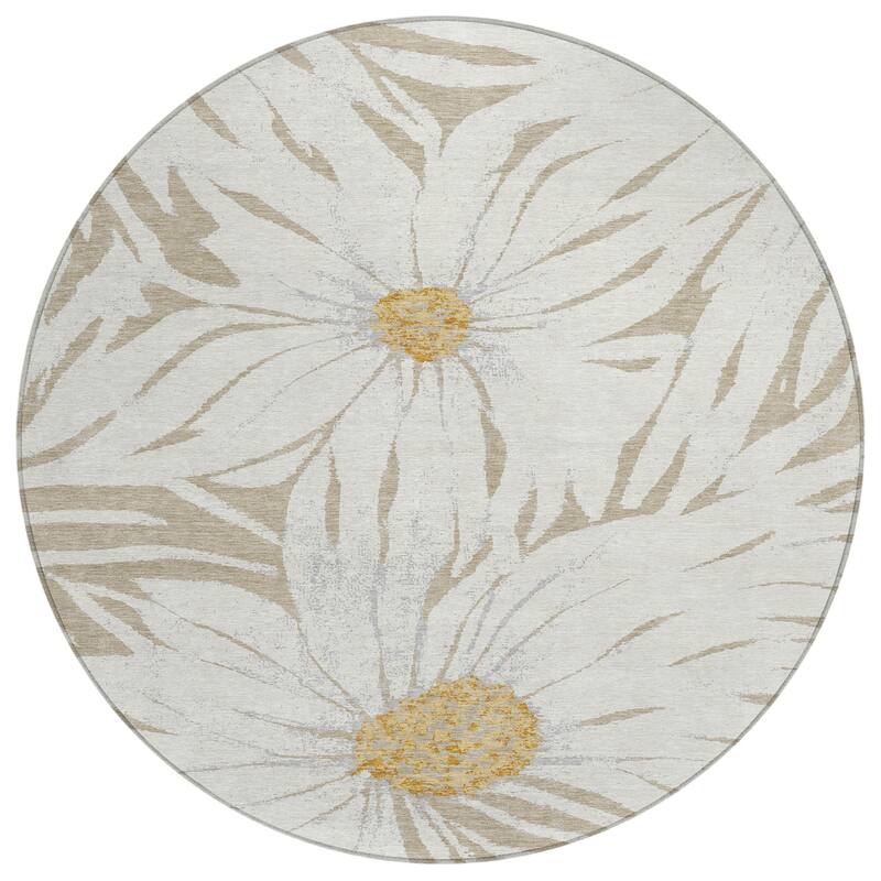Machine Washable Indoor/ Outdoor Floral Chantille Rug