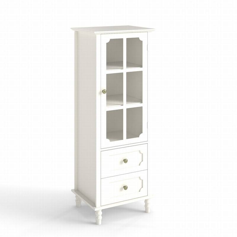 Modern 52.36" Wooden Buffet Cabinet with Glass Doors and Double Drawer for Living room, Dining Room Hallway Entryway