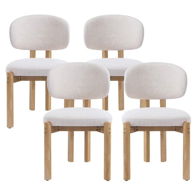 Christopher Knight Home - Aurelio Solid Rubberwood Upholstered Dining Chair - Set of 4 - Beige+Natural