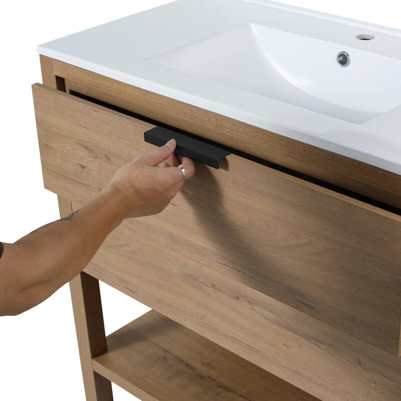 BNK 30/36 Inch Bathroom Vanity With Single Sink,Modern Bathroom Vanities With Soft Close Drawer And Shelf