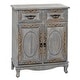 preview thumbnail 12 of 23, Gray Wood Intricately Carved Vintage Cabinet