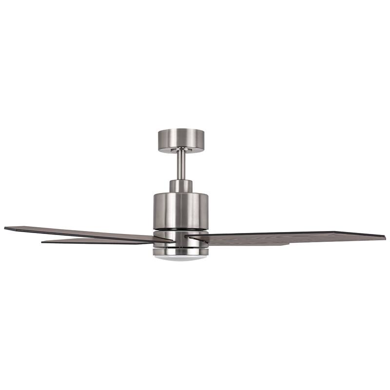 52" Modern Wooden 4-blade Brushed Nickel Ceiling Fan with Light and Remote