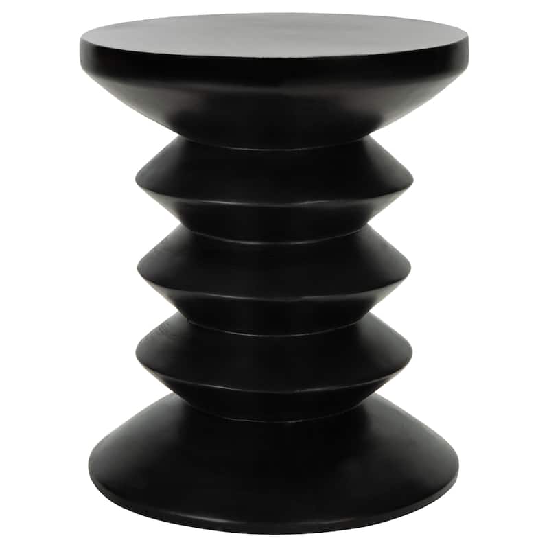 SAFAVIEH Outdoor Andrada Concrete Stool - 14.96" W x 14.96" L x 17.72" H - 15Wx15Dx18H - Black