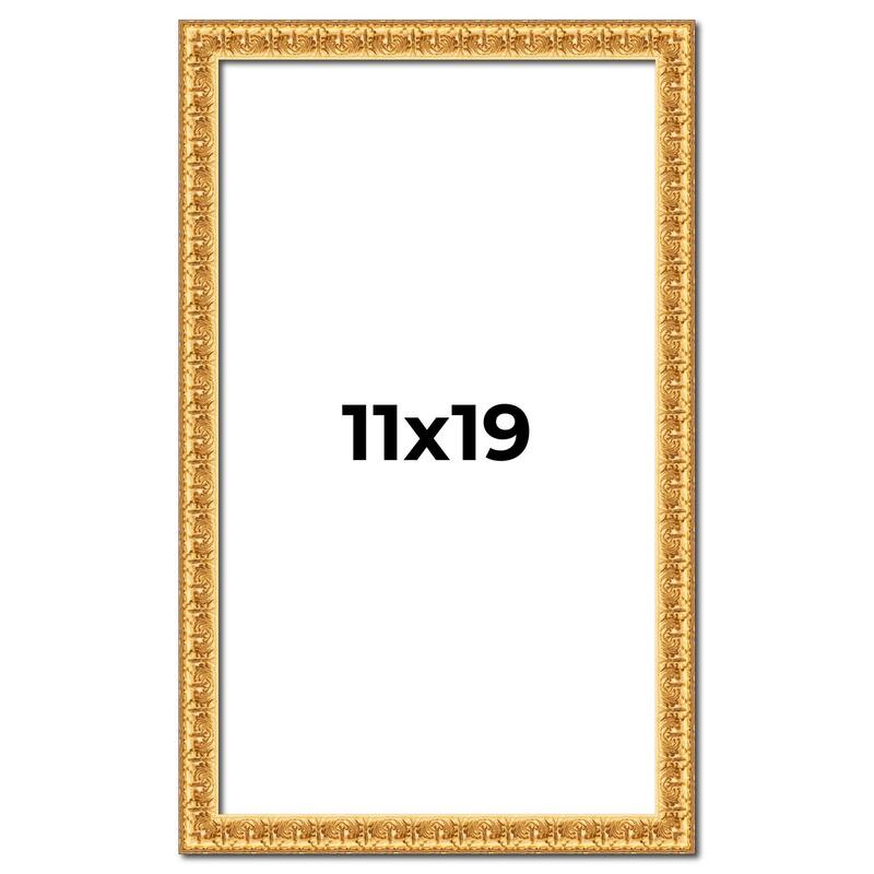 11x19 Frame Gold Real Wood Picture Frame Width 1 inches | Interior