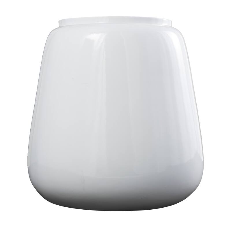 White Resin Short Wide Round Floor Decorative Vase