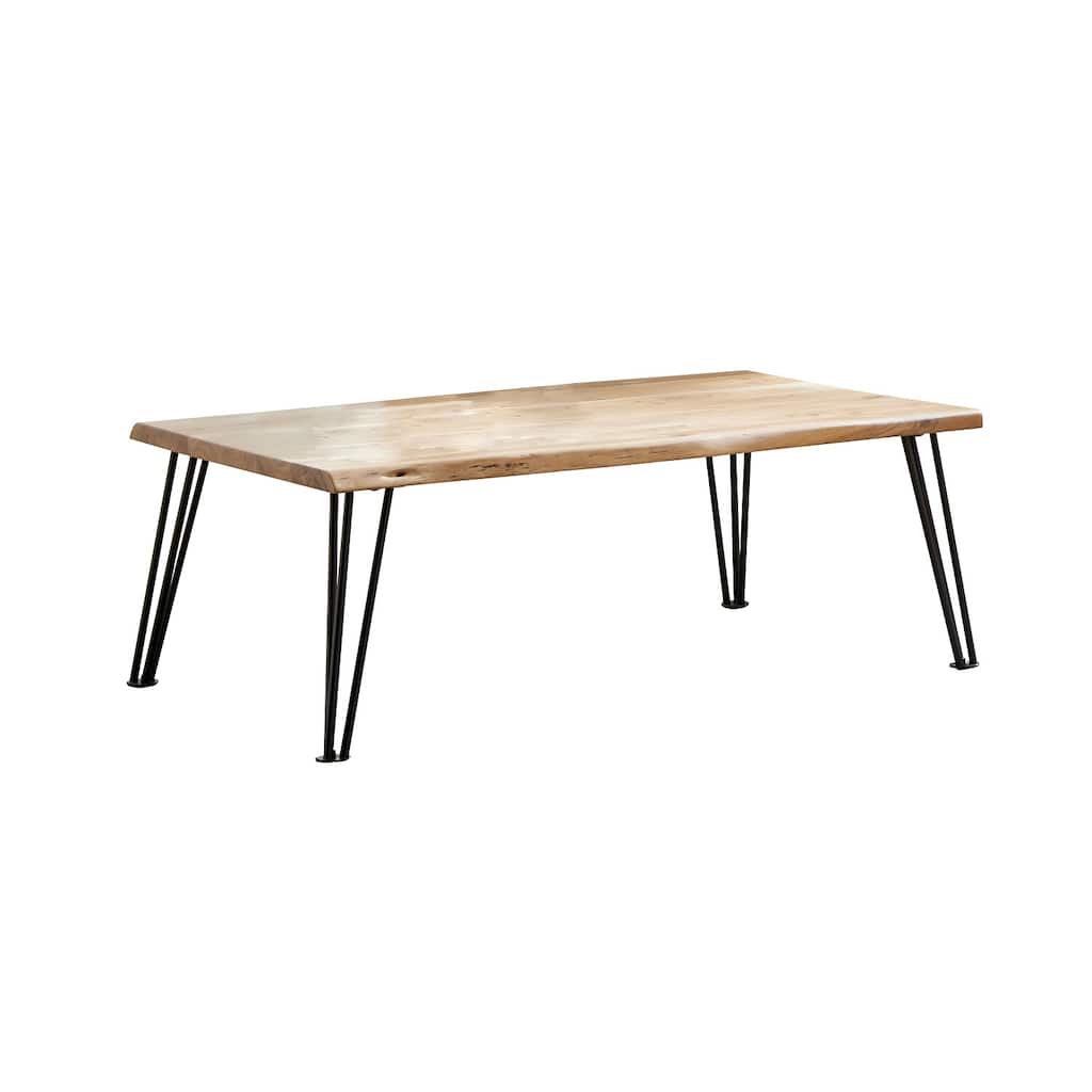 Rectangular Coffee Table with Metal Legs in Natural and Matte Black