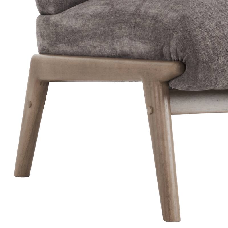 Contemporary Velvet & Solid Wood Accent Chair