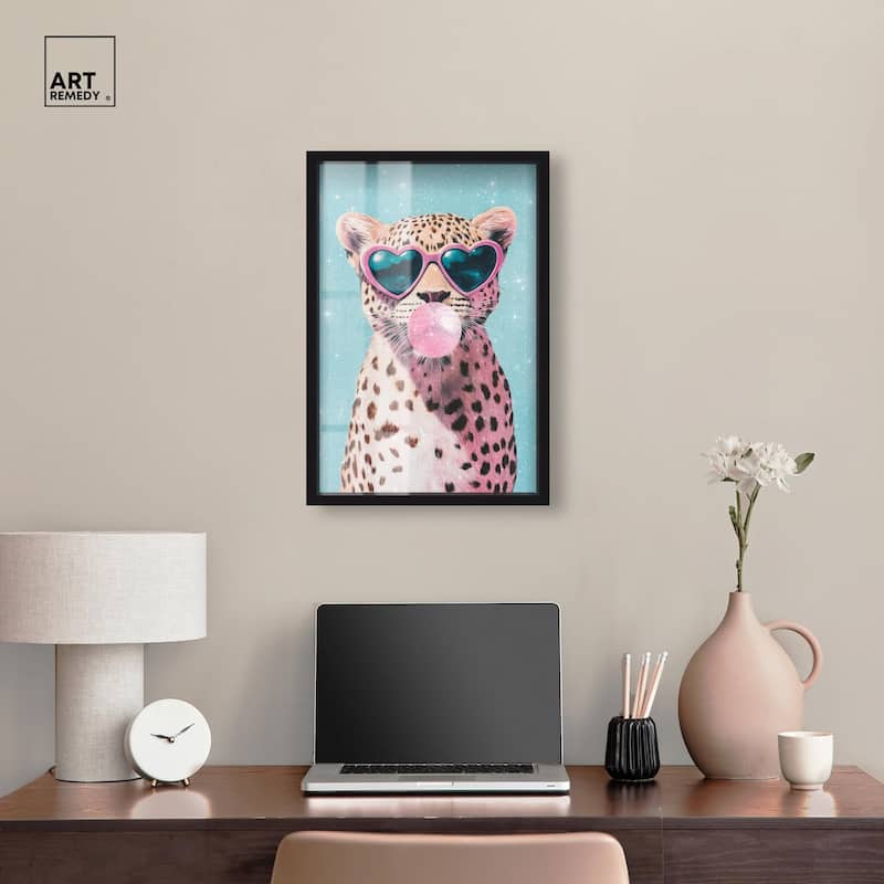 Pastel Cheetah Bubblegum Shadowbox by Art Remedy