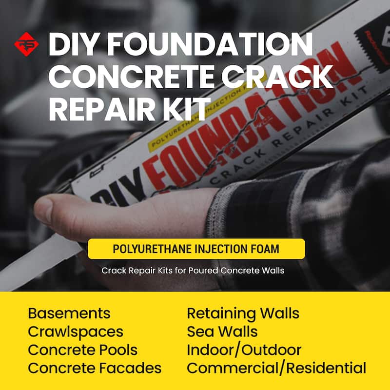 RadonSeal Concrete Foundation Crack DIY Repair Kit for Basement Wall Cracks - 2X