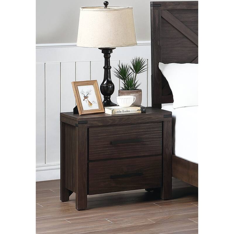 Espresso Solidwood Modern Nightstand with Bar Handle