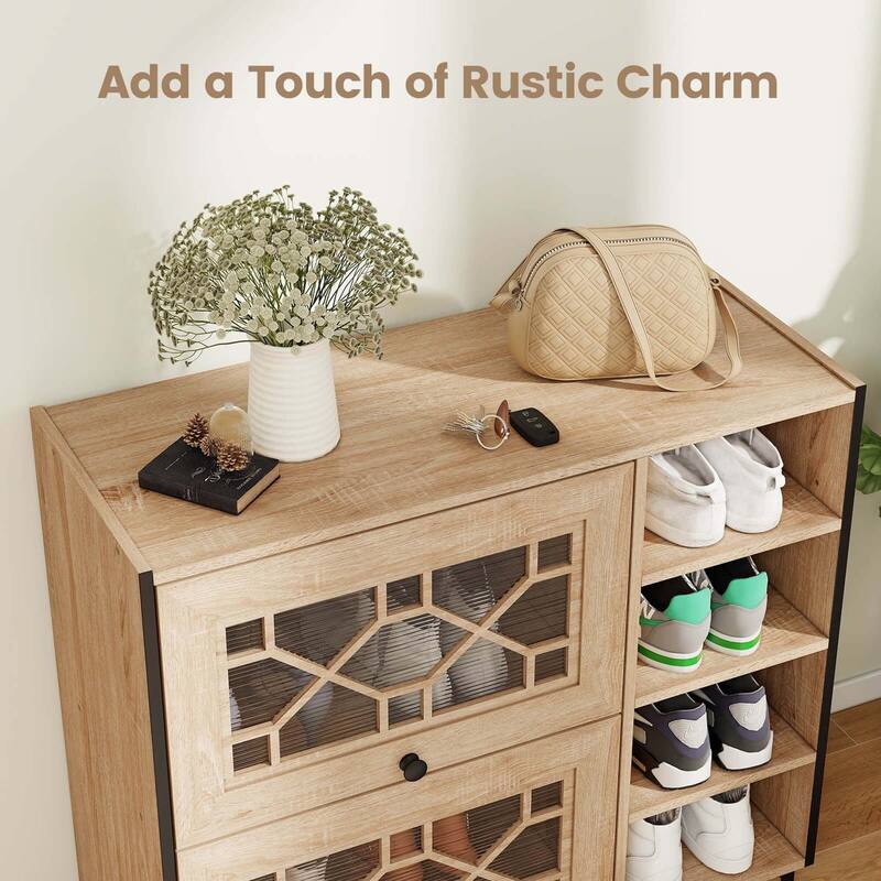 Costway Shoe Storage Cabinet with Flip Doors Adjustable and Removable - See Details