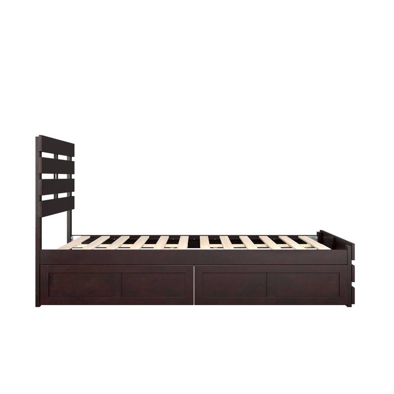 Oxford Full Platform Bed with Matching Footboard & 2 Storage Drawers in Espresso