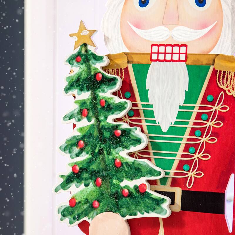 Glitzhome Wooden Christmas Nutcracker "PEACE" Porch Sign