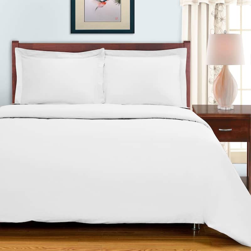 Superior 300-Thread Count Solid Egyptian Cotton Duvet Cover Set - White - Twin XL