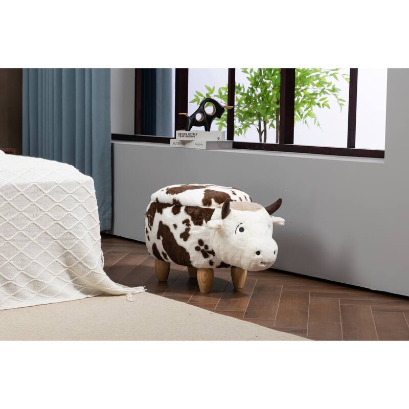 Kids Fun Happy Cow Animal Storage Ottoman Stool