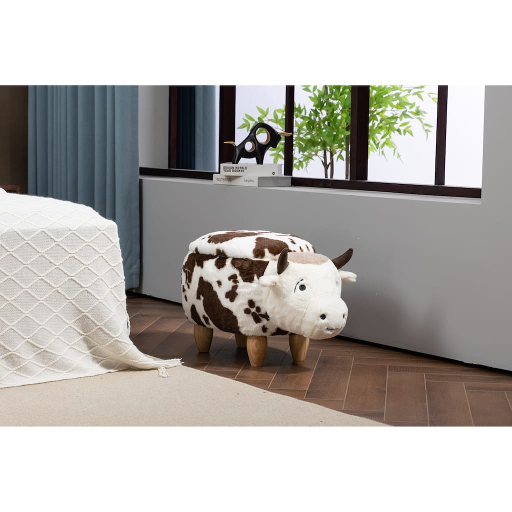 Kids Fun Happy Cow Animal Storage Ottoman Stool