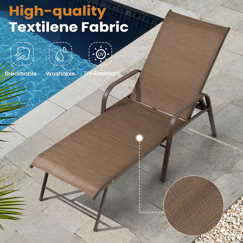 VredHom Outdoor Aluminum Adjustable Patio Chaise Lounge Chairs