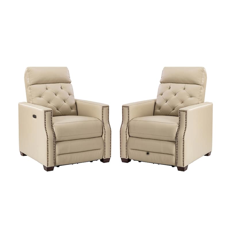 Alina 31.50"Wide Genuine Leather Power Recliner with USB Port, Set of 2