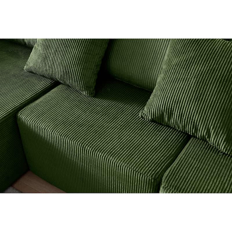108.3" Sectional Foam Couch,L Shape Sofa With Chaise Lounge,Modular Cloud Sofa,Upholstered Corduroy Couch