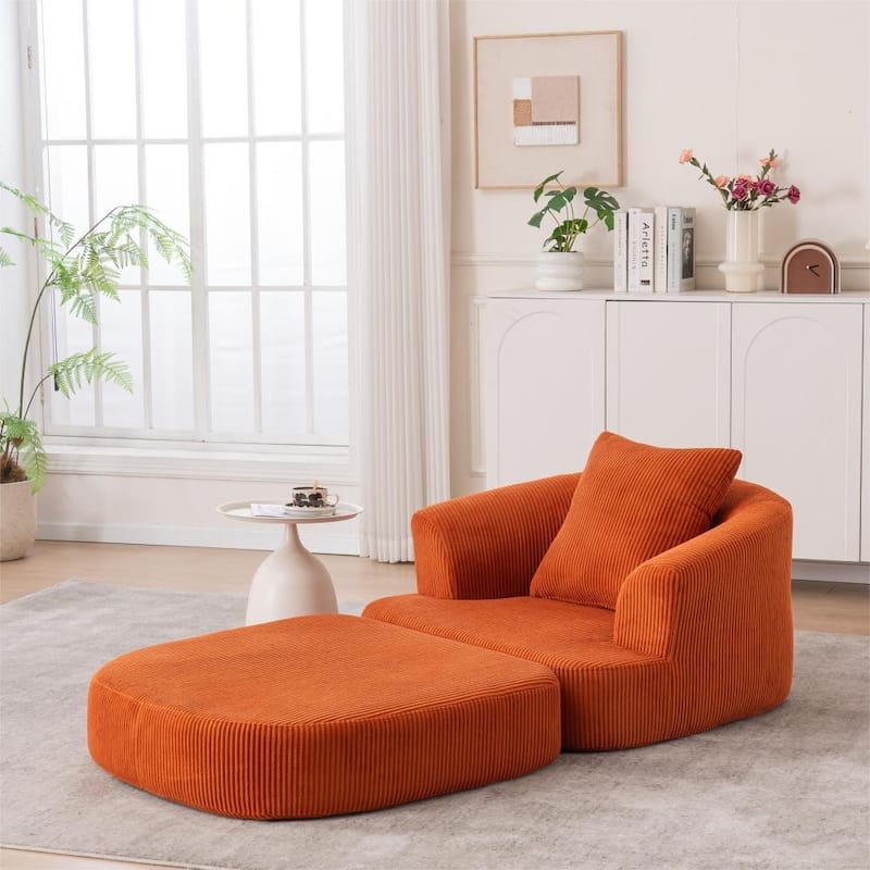 Corduroy Foldable Single Recliner Sofa