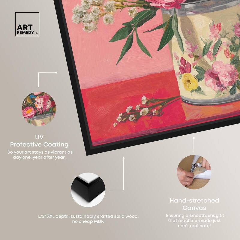 Pink Floral Tin Canvas by Art Remedy