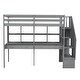 preview thumbnail 18 of 17, Gray Twin Size Solid Wood Loft Bed with Storage Staircase and Desks