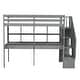 preview thumbnail 37 of 36, Modern Twin Size Loft Bed Frame with Storage Staircase and Double Desks and Shelves