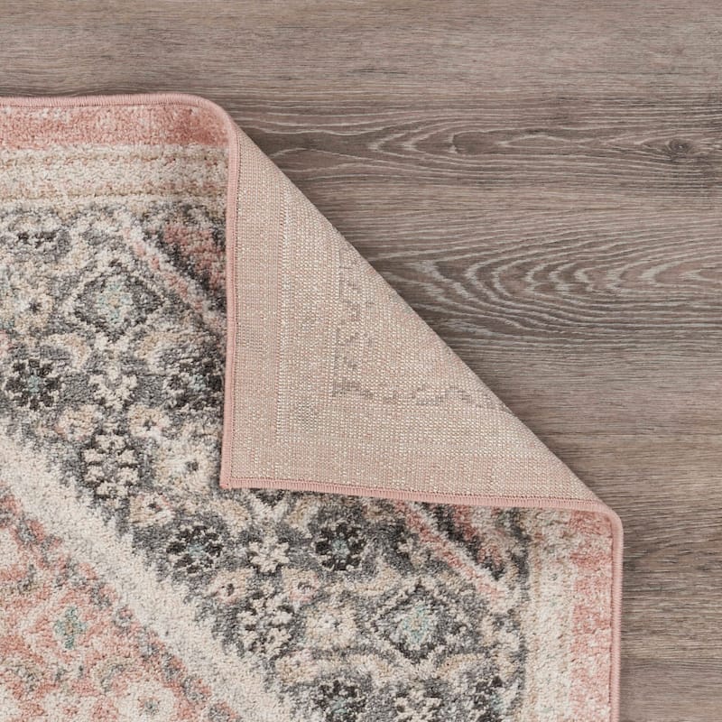 Sevita Soft Pink and Gray Oriental Area Rug