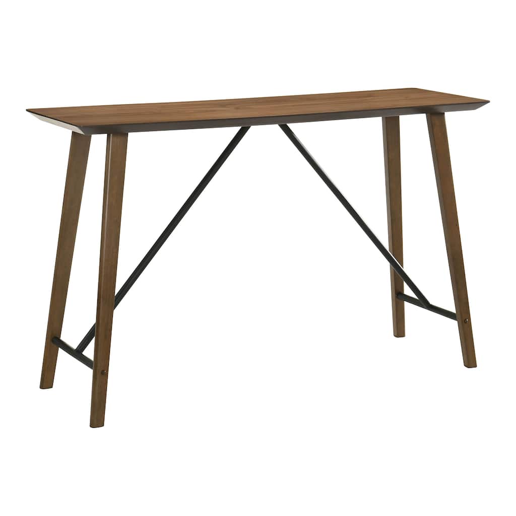 Furniture of America Nallin Mid-Century Modern Walnut 59-inch Wood Trestle Base Counter Height Dining Table