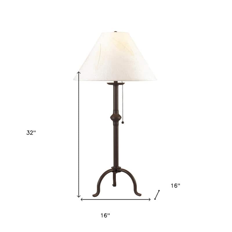 Black Metal 32 Inch Table Lamp with Off White Empire Shade and Cord - 16" x 16" x 32"