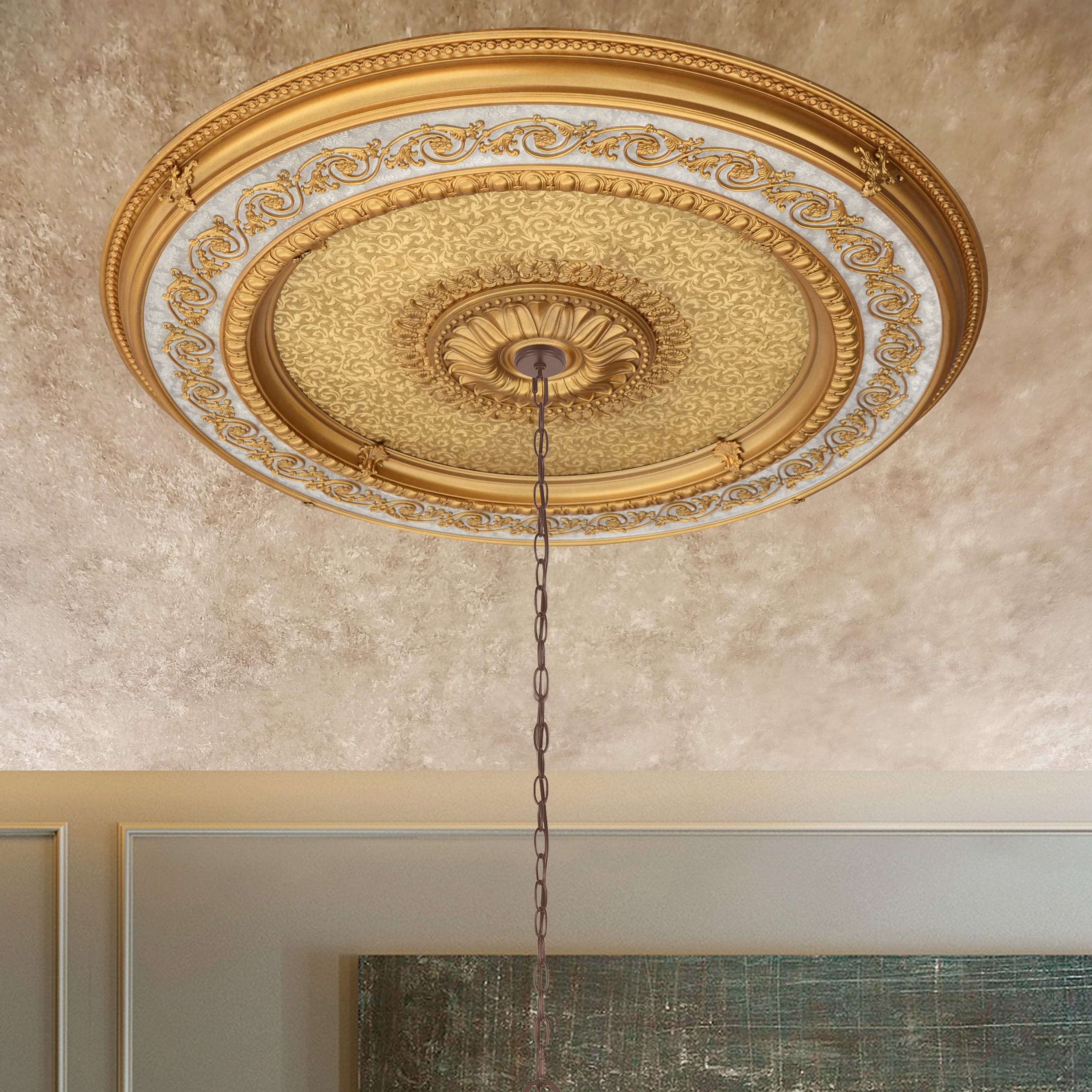 Golden Dream Round Chandelier Ceiling Medallion 60 - Gold