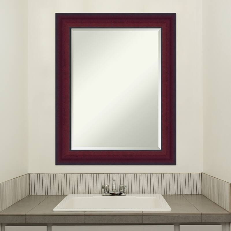 Canterbury Cherry Beveled Wood Framed Bathroom Vanity Wall Mirror - Canterbury Cherry