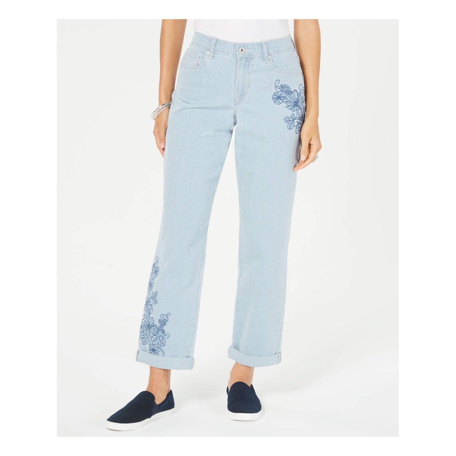 blue pinstripe pants