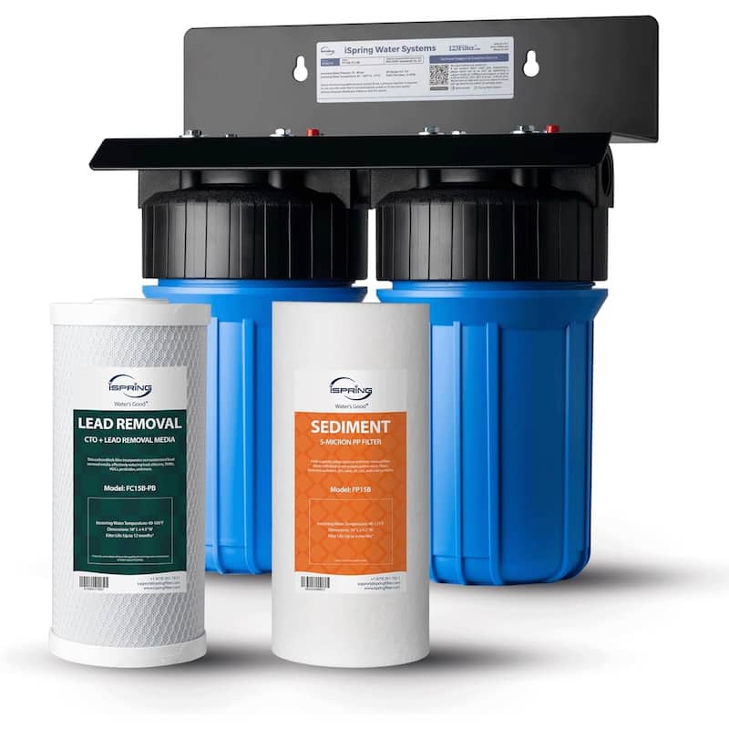 iSpring WGB21B-CPB 2-Stage Whole House Water Filtration System Reduces Arsenic, Cadmium, Mercury, Sediment, Chlorine, & Lead - WGB21B-CPB
