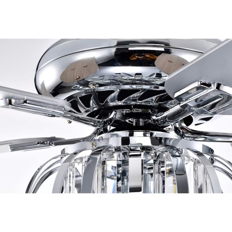 Tamaya 52 Inch Chrome Finish Crystal Ceiling Fan with Remote - N/A