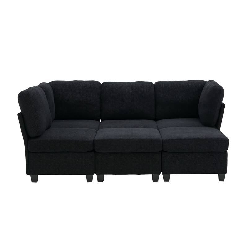 GDFStudio - Modular Polyester 6-Seat 113.39" Sectional with Storage Ottoman