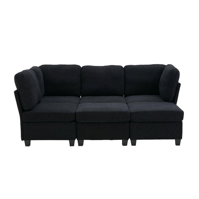 Modular Sleeper Sofa Bed U-shaped Sectional Couches with Hidden Storage Seat and Ottomans, Freely Combinable Chaise Lounge Sofa