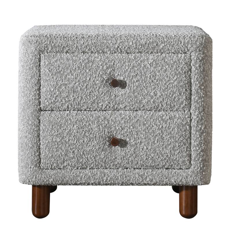 Chic Textured Boucle 2-Drawer Upholstered Nightstand