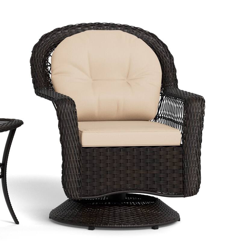 Biloxi Espresso Outdoor Wicker Swivel Glider Set (3-Piece)