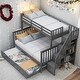 preview thumbnail 35 of 46, Twin-over-Full Bunk Bed with Twin size Trundle, Storage and Guard Rail for Bedroom, Dorm, for Adults