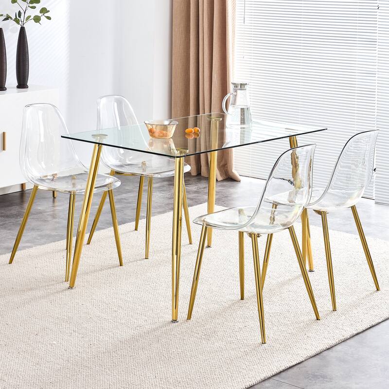 Modern minimalist transparent dining chair, plastic chair, armless crystal chair, Nordic creative makeup stool